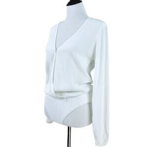 Lovers + Friends Size S Wrap Front V-Neck Bodysuit White